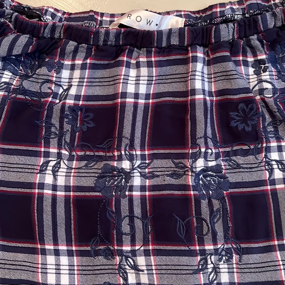 ROW.A, Off the Shoulder, Blue with red stripes Plaid Top - Picture 2 of 4